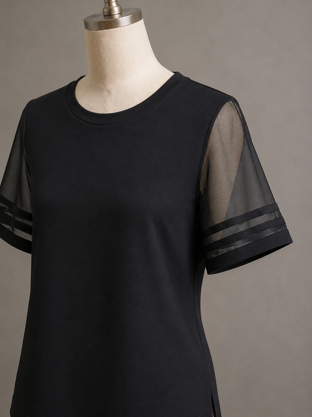 Banana Republic Black Sheer Sleeve Blouse XS Short Sleeve Keyhole Back Top
